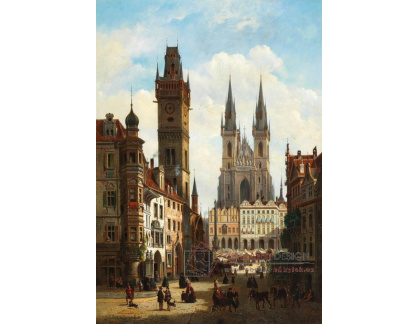 A-5705 Emile Pierre Joseph de Cauwer - Staré město pražské s kostelem Panny Marie před Týnem a orlojem