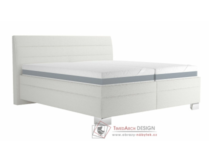VERNON, čalouněná postel 180x200cm, látka béžová / matrace ASTERIA