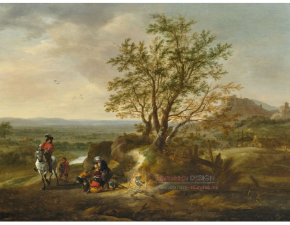 A-8762 Philips Wouwermans - Rodina odpočívá v široké krajině