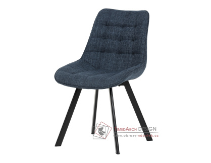 HC-465 BLUE2, jídelní židle, černá / látka modrá