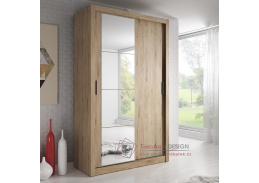ARTI 06, šatní skříň s posuvnými dveřmi 120cm, dub shetland / zrcadla
