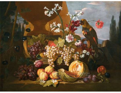 SO XVI-393 Carlo Lanfranchi - Zátiší s ovocem a papouškem