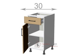dolní skříňka se šuplíkem š.40, v.82, Premiere LDD11S4082, bílá/řezaný grafit