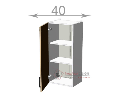 horní vysoká skříňka š.40, v.92, Kaiser W4092, bílá/cappuccino lesk