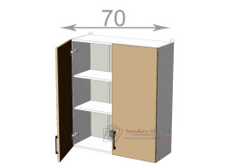 horní vysoká skříňka š.70, v.92, Kaiser W7092, bílá/ledově šedý lesk