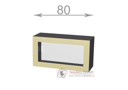 horní vysoká výklopná vitrína š.80, v.46, Horizon W8046G, grafit/ořech tmavý