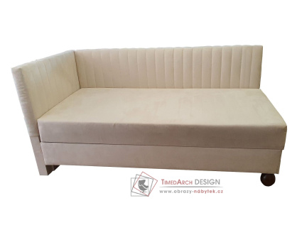 NOVO, čalouněná postel rohová - boxspring 90x200cm, látka béžová