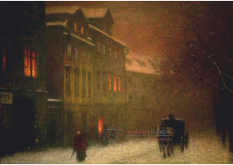 Jakub Schikaneder - Ulice s drožkou v zimním podvečeru II