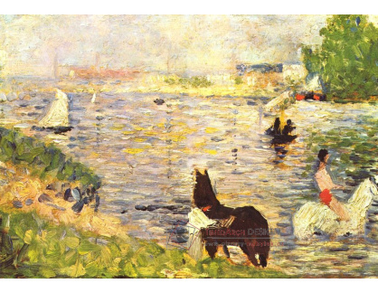 SO IV-146 Georges Seurat - Bílý a černý kůň v řece
