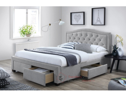 ELECTRA, čalouněná postel 140x200cm, látka šedá