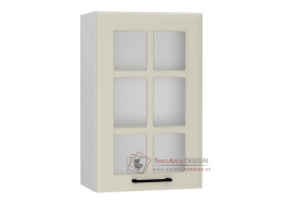 INGRID, horní skříňka s vitrínou 1-dveřová WS45P/L, bílá / coffee
