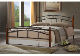 CRETA, kovová postel 140x200cm, černá / třešeň