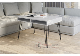 LEIRIA, konferenční stolek 90x60cm, černá / bílý lesk