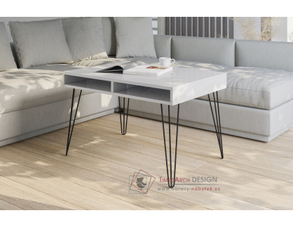 LEIRIA, konferenční stolek 90x60cm, černá / bílý lesk