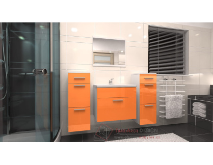 LORA C, koupelnová sestava nábytku, bílá / oranžový lesk