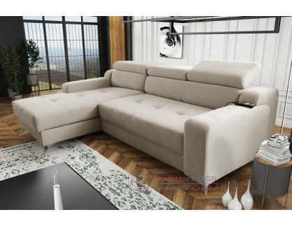 DARINA PREMIUM, sedací souprava - levá, látka Massimo 401 bílá káva