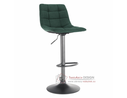 LAHELA, barová židle, černá / látka smaragdová