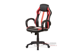 KA-V505 RED, kancelářská židle, ekokůže + látka mesh / červená-černá-bílá