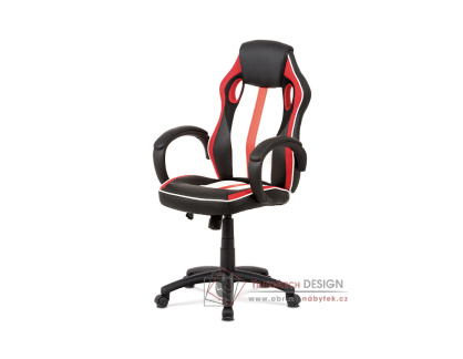 KA-V505 RED, kancelářská židle, ekokůže + látka mesh / červená-černá-bílá