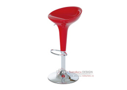 AUB-9002 RED, barová židle, chrom / plast červený