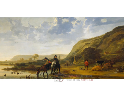 VH25 Aelbert Cuyp - Říční krajina s jezdci