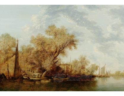 DDSO-1859 Salomon van Ruysdael - Říční krajina s loděmi