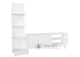 HINIS, televizní stolek 1-dveřový s regálem, bílá