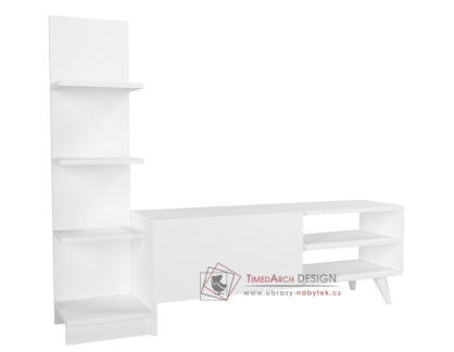 HINIS, televizní stolek 1-dveřový s regálem, bílá