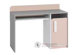VILLOSA, psací stůl, šedá / bílá / růžová
