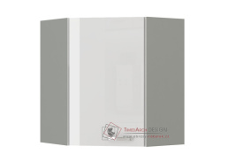 BOLZANO, horní kuchyňská skříňka 58x58-GN-72-1F, šedá / bílý lesk
