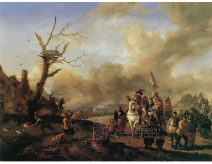 VH427 Philips Wouwerman - Vojáci s dětmi a rabování