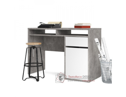 FELIX 488, psací stůl, beton / bílý lesk