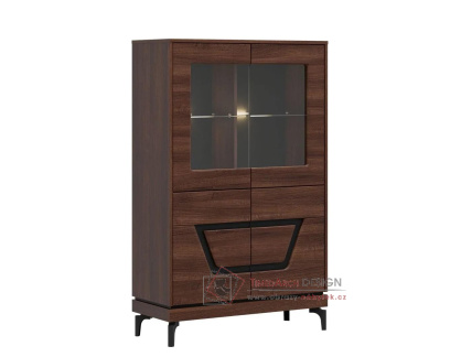 VERO VR04, vitrína 4-dveřová, ořech / černá