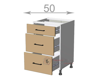 dolní skříňka se zásuvkami š.50, v.82, Modena LD12S5082, bílá/artwood