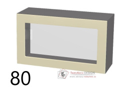 horní vysoká výklopná vitrína š.80, v.46, Modena W8046G, grafit/jasan