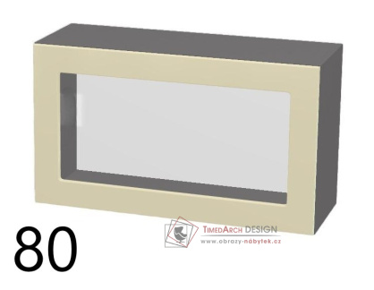 horní vysoká výklopná vitrína š.80, v.46, Modena W8046G, grafit/jasan