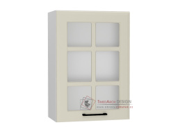 INGRID, horní skříňka s vitrínou 1-dveřová WS50P/L, bílá / coffee