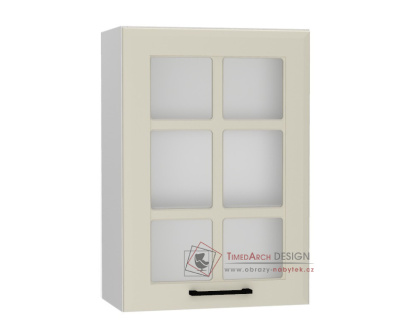 INGRID, horní skříňka s vitrínou 1-dveřová WS50P/L, bílá / coffee