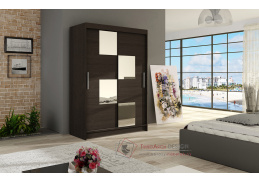 MIKADO III, šatní skříň s posuvnými dveřmi 120cm, čokoláda / zrcadla