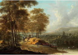 A-5433 Johann Christian Vollert - Rozsáhlá říční krajina s odpočívajícími postavami