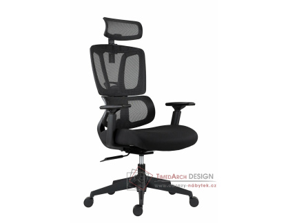 FAMORA, kancelářská židle, látka + síťovina černá