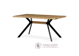HT-863 OAK, jídelní stůl 160x90cm, černý lak / dub divoký