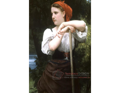 R15-59 Adolph William Bouguereau - Portrét mladé ženy hrabající seno