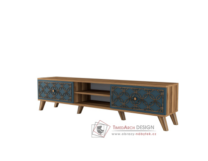 CLASS, televizní stolek 2-dveřový, ořech / šedá / vzor