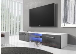 RTV 03, televizní stolek s LED osvětlením, bílá / šedý lesk