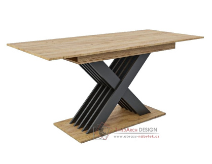 VARIKA, jídelní stůl rozkládací, 150-185x85cm, antracit / dub kraft zlatý