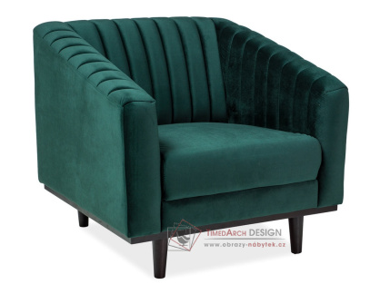 ASPREY VELVET 1, čalouněná křeslo, wenge / látka Bluvel 78 zelená