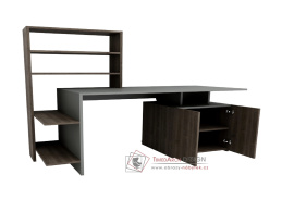 MELIS, psací stůl s regálem, ořech / antracit