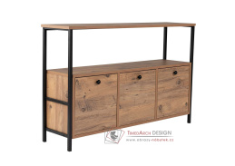 SOLACE, konzolový stolek se skříňkou, černá / borovice Atlantic