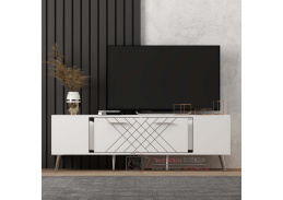 HUSLIA, televizní stolek 1-dveřový, bílá / stříbrná